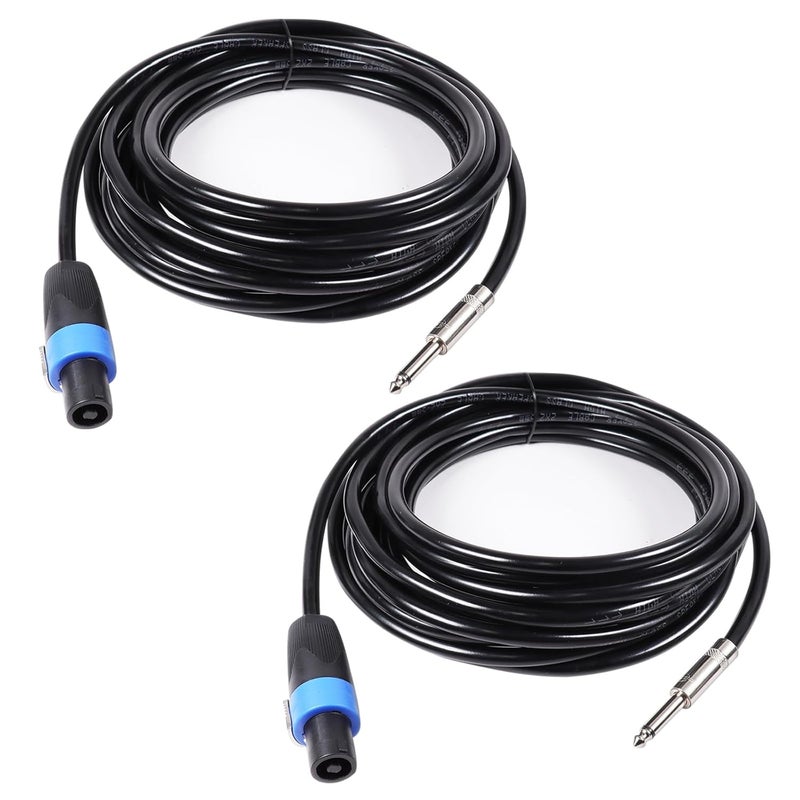 HBU 20 Feet Pack of 2 Speakon to 1/4" Cable - 20 Ft. Speak-On Male to 6.35mm TS Male Wire for Speaker, Loudspeaker, Mixer Console - 16 AWG Heavy Duty Shielded Core with Twist Lock - Image 1